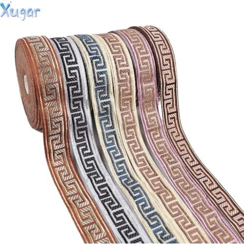 5Yards/roll) 30MM Embroidery Ribbon DIY Handmade Sewing Material Accessories National Style Embroidery Flower Jacquard Ribbon