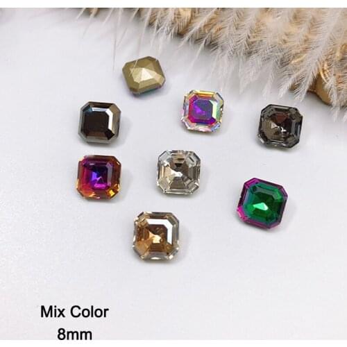 30Pcs Nail Art Rhinestone Sharp Bottom Square Octagonal Pigeon Egg High Quality Crystal Glass Stone 3D Fingernail DIY Decoration