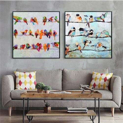 Abstract Modern Colorful Various Birds Wall Art Canvas Painting Nordic Posters and Prints Wall Pictures for Living Home Decor