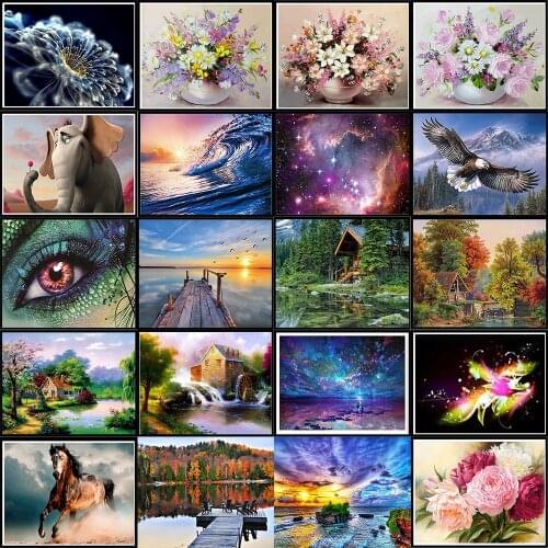Landscape 5D diamond painting full of diamonds, elephants, eagles, universe, round diamond mosaic pattern, home decoration, DIY