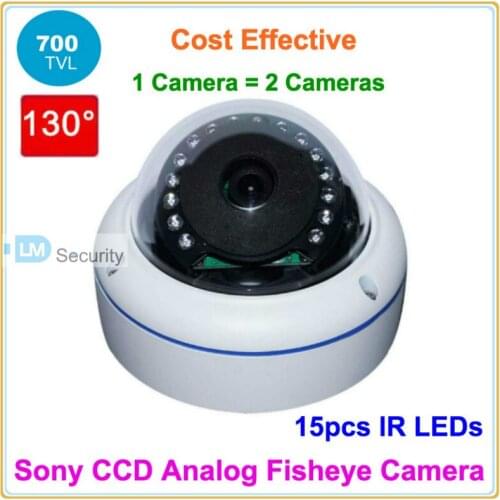 Lihmsek 700TVL Sony CCD Vandalproof Fish-Eye 130 Degrees IR Camera wtih 15pcs IR Leds, 15 meters IR Distance Night Vision