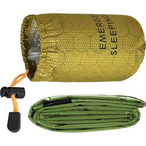 Emergency Sleeping Bag For Outdoor Survival Sleeping Bag Portable Survival Blanket With Whistle PE Aluminum Film Storage Bag 1pc
