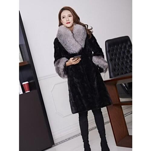 Free Shipping New Genuine Mink Fur Jacket Long Real Mink Fur Coat Ladys Real Fur Garment Wholesale Retail OEM