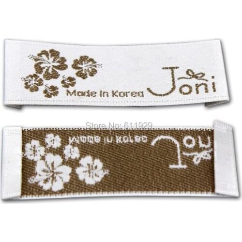 Free shipping clothing embroidered satin label/tag/garment collar damask label with cut/clothing woven tags 1000 pcs a lot