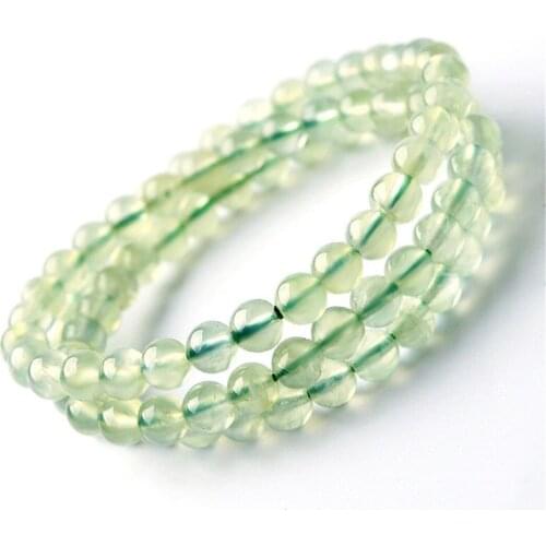 Top Natural Green Prehnite Bracelets Jewelry For Women Men Gift Crystal 3 Laps Necklace Round Beads Stone Stretch AAAAA 5mm 6mm