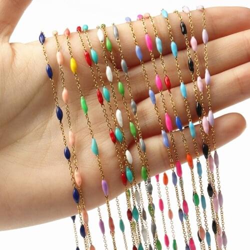 1 Meter Handmade Gold Color Metal Wire Wrapped Rosary Chain Beads for Jewellery Making Accessories DIY Bracelet Anklet Necklace
