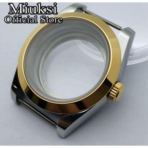 Miuksi 40mm silver gold polished case sapphire glass fit NH35 NH36 ETA2836 Miyota8205 8215 821A Mingzhu DG2813 3804 movement