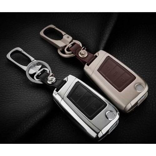 Zinc Alloy+Leather Car Remote Key Cover Case For Skoda Octavia 1 2 3 A5 A7 Kodiaq Karoq 2017 Rapid Fabia Superb Yeti Accessories