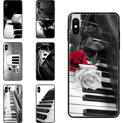 Piano Black White Keys For Galaxy S20 S10e S10 S9 S8 S7 S6 S5 edge Lite Plus Ultra Enfants Black Soft TPU Art Online Cover Case