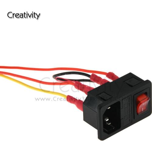 3D Printer Parts 220V/110V 6A Power Supply Switch Male Socket with Fuse for 3D Printer DIY 3D Printer Accessories