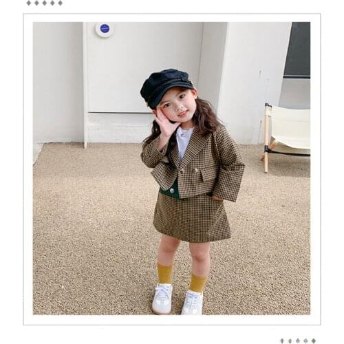 Girls Suits Coat+Skirt 2021 Cute Thicken Winter Autumn Warm Kids Teenagers Outwear Kids Cotton Sport Suits Children Clothing