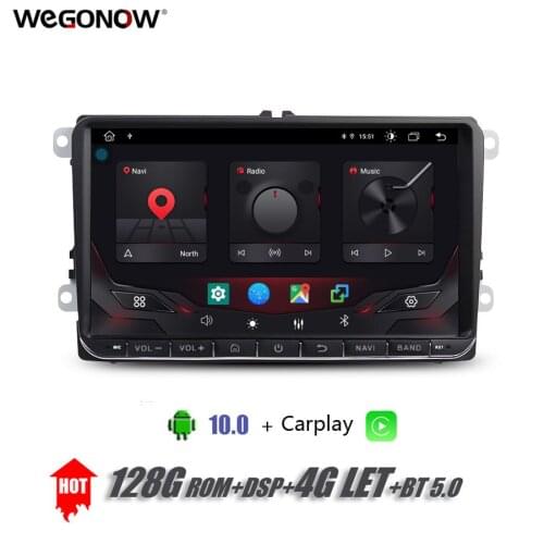 DSP 9'' Android 10.0 4G 128G Car Player GPS WIFI Bluetooth Radio For VW Golf mk6 Polo Jetta Tiguan Passat B6 5 cc skoda octavia