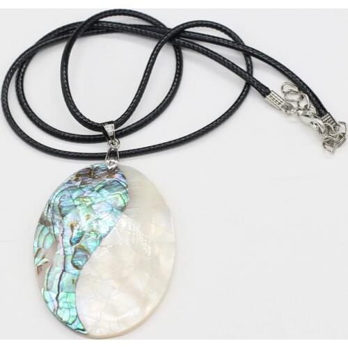 Natural Shell Pendant Necklace Abalone Shell Pendant Necklace Oval Shape for Jewelry Women Necklace Exquisite Gift Length 55+5cm