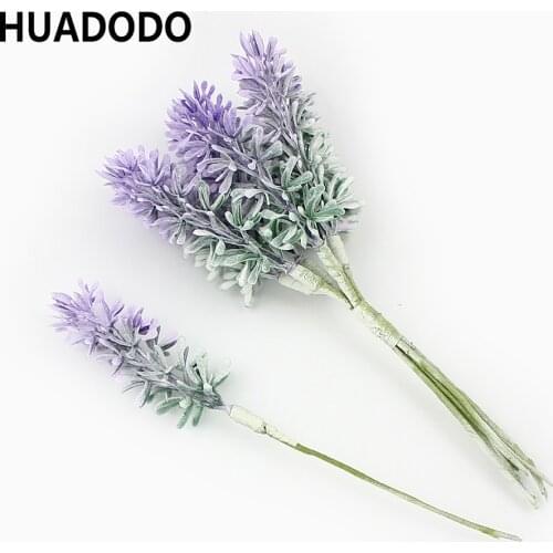 HUADODO 6pcs Mini Lavender flower Silk Artificial flowers for DIY scrapbook Handmade Wedding Christmas Decoration