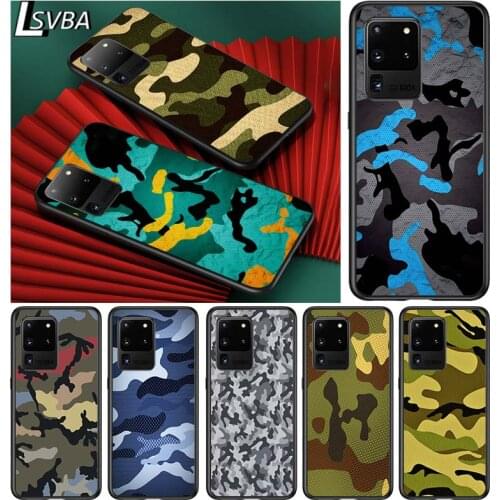 Camouflage cool for Samsung S20 FE Ultra Plus A91 A81 A71 A51 A41 A31 A21 A11 A72 A52 A12 Soft Black Phone Case