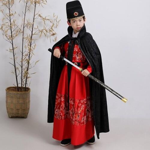 Boy Tang Dynasty Suit Chinese Style Ancient Hanfu Samurai Cosplay Costume Party Folk Dance Robes Skirts