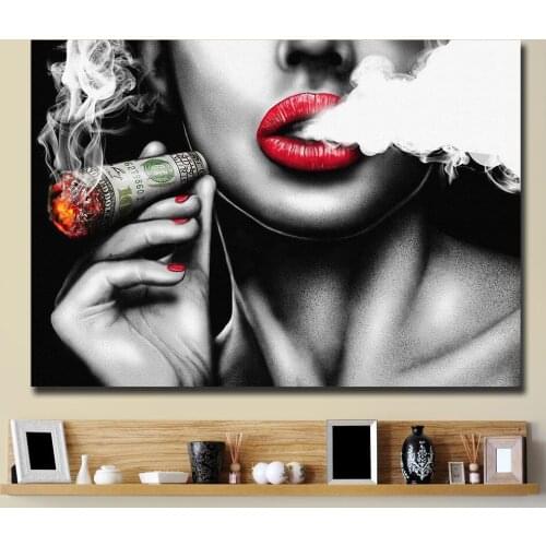 Red Lips Smoking Characters Vintage Wall Paintings Women Canvas Painting Wall Art Back To The Future Picture Bar Home Decor