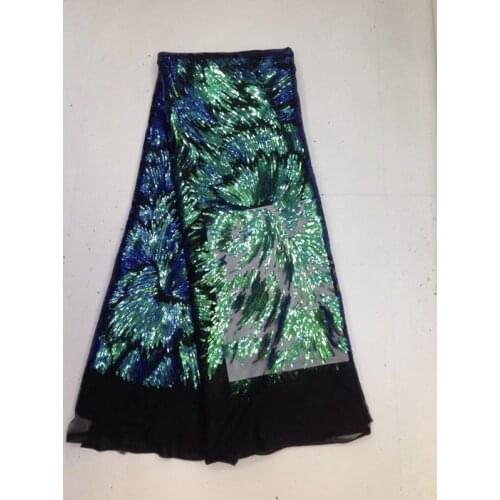 Sequins lace fabric 5yards/bag XX218# New fantasy color blue fantasy blue sequined embroidery for bridal wedding dress/sawing