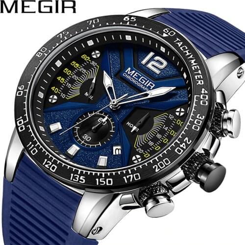 Relogio Masculino MEGIR Men Watches Silicone Sport Chronograph Quartz Military Watch Luxury Brand Zegarek Meski Erkek Kol Saati