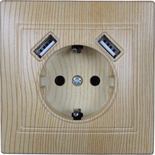 Wall electronic socket eu standard power outlet with dual home usb plug charger power socket with usb Tree color L5-01