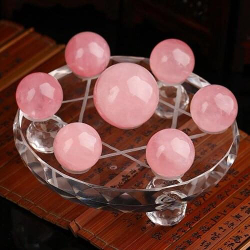 New Arrival!!!Natural Rose Quartz Crystal Balls Seven Star Array Reiki Chakra Energy Meditation Yoga Healing