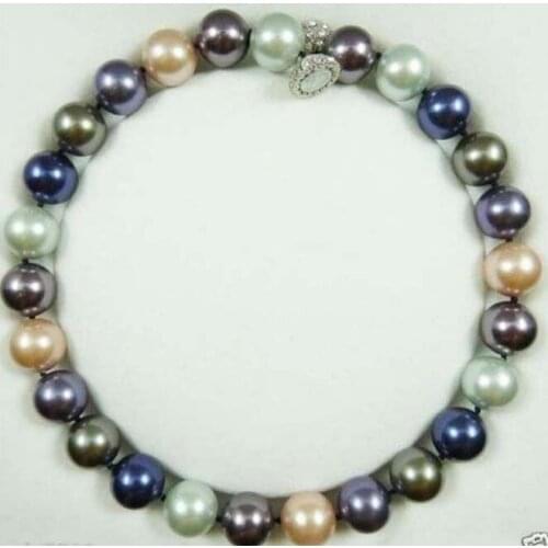 Huge 14mm Multicolor Round South Sea Shell Pearl Necklace 18'' 36"