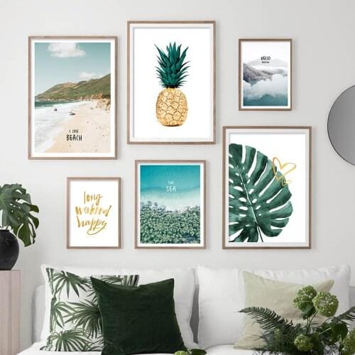 Lake Mountain Wall Art Prints Summer Plants Poster Sea Beach Canvas Painting Modern Living Room Bedroom Freshing Decor Picture