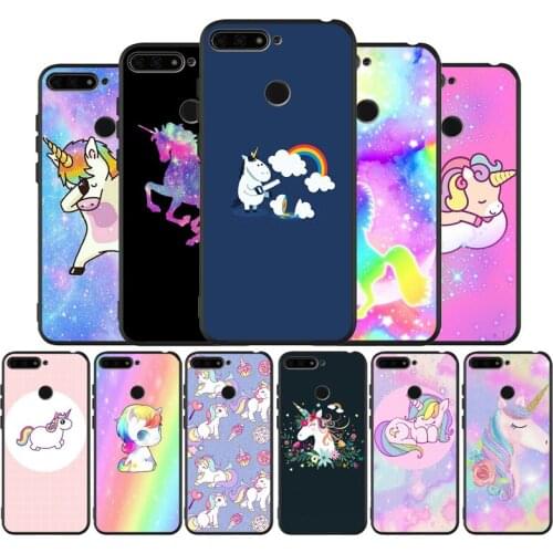 Rainbow Unicorn black Silicone Phone Case For Huawei honor 30 20 Pro 8 8X 9 10 20 Lite Mate 10 20 30 Lite Pro cover
