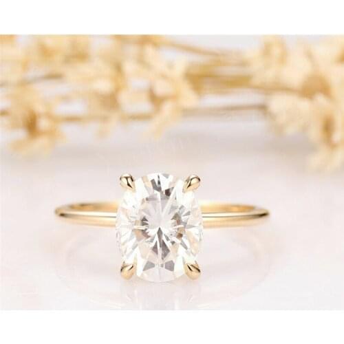 RandH 3.0CARAT 10*8mm Oval Cut 18K Yellow Gold Solitaire Moissanite Rings For Women Pure 14K Gold Women Engagement Wedding Rings