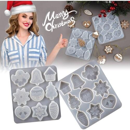 Christmas Diy Crystal Epoxy Mold Christmas Tree Snowflake Elk Pendant Silicone Mold Keychain Listing Jewelry Silicone Resin 2