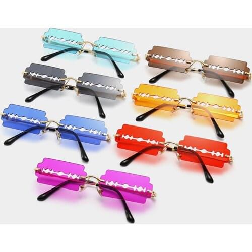 Rimless Sunglasses Women Vintage Unique HollowFishing Sunglasses Eyewear Men Frameless Punk Glasses Shades UV400 Driver Goggles