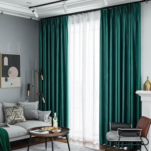 Modern Green Blackout Curtains for Bedroom Thermal Insulated Gray Curtains for Living Room Grommet Window Treatments Customized