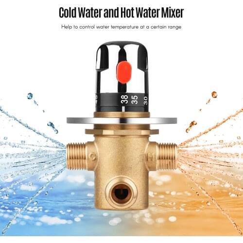Brass Thermostatic Mixing Valve Bathroom Faucet Temperature Control Valve Hot Cold Water Shower Mixer G1/2 Brass Mixing Valve