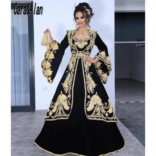 Formal Traditional Kosovo Prom Dresses for Bride Flared Sleeves Applique Albanian Evening Dress robe de soirée de mariage 2021