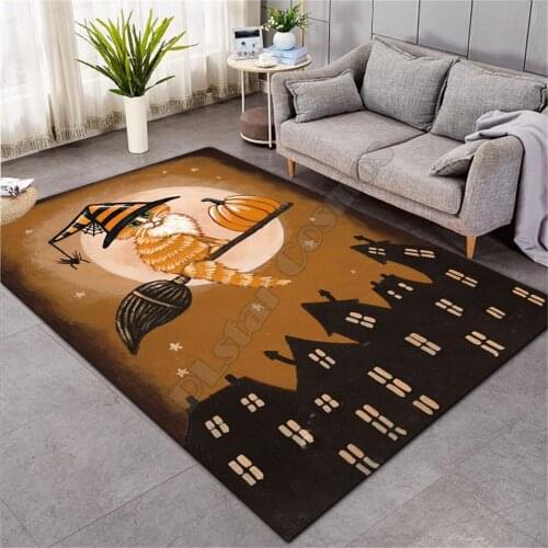 Horror Cat Halloween Soft Flannel Lion 3D Printed Rugs Mat Rugs Anti-slip Large Rug Carpet Home Decoration 07