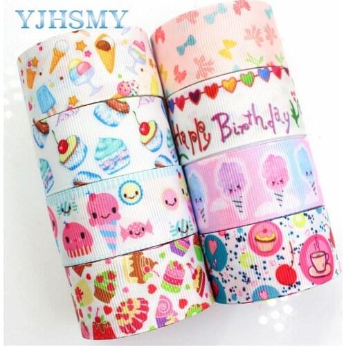 YJHSMY F-17616-740,25mm 10yards cake Printed grosgrain ribbons,DIY handmade Hair accessories Material wedding gift wrap