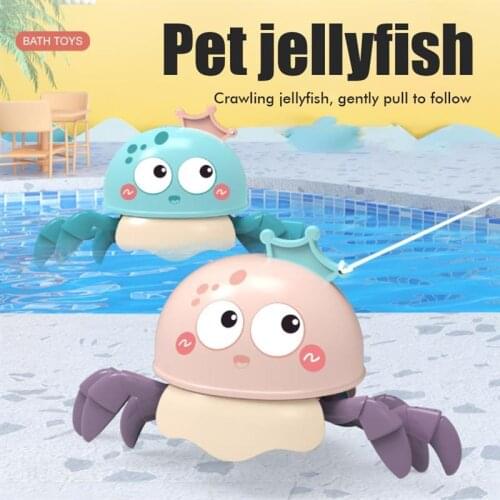 Clockwork Jellyfish Toys ChildrenS Octopus Water Toys Crawling Jellyfish Bathing Toy Pulling Line Walking Jellyfish Bathing Toy