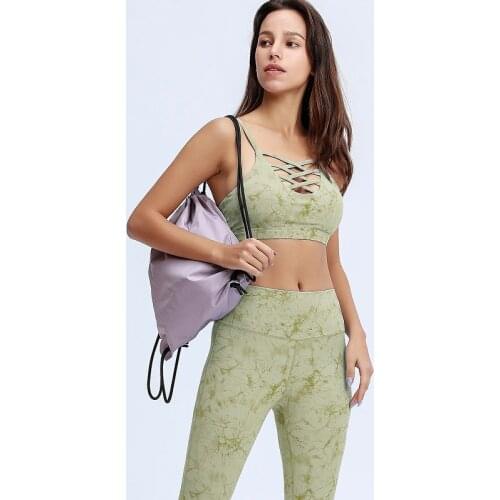 Women Sportwear Printing Tie-dyed 2 Piece Yoga Set Sexy Bra Push-up Pants Squat Proof Sports Suit Fitness Gym Workout Leggings