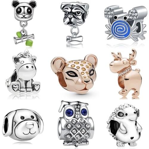 Animal charms Hedgehog unicorn elk pendant bead diy necklace & bracelet fit pandora bracelet owl Princess lion dog charms