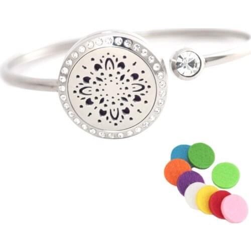 10Pcs Fireworks locket Bracelet Bangle Aromatherapy 25mm Magnet Crystal Stainless steel essential oil diffuser locket bracelet