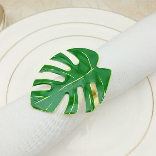 12pcs Hotel green turtle back leaf napkin buckle napkin ring leaf napkin ring mouth cloth ring