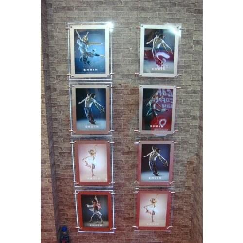 16 Units Single Side Vertical Hanging LED Illuminated Signs Light boxes for Real Estate Agent Window Display 4 Rows X 4 A4