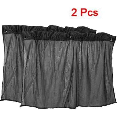 2 Pcs Suction Cup Black Mesh Window Curtains Car Sun Shade 42 cm x 70 cm