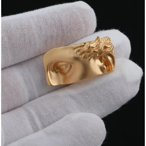 2019 fashion metal matte brooch abstract geometry metal needle womens gold brooch pin party jewelry gif