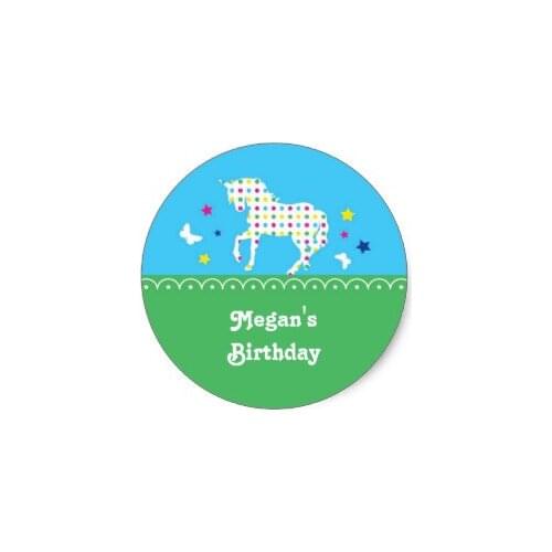 3.8cm Unicorn Birthday Party Sticker