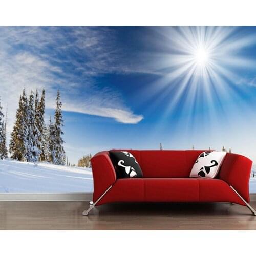 Custom papel de parede 3d,Trees, snow, sunshine mural for living room sofa TV wall bedroom wall paper