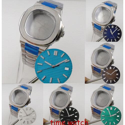 39mm Sapphire Watch Case+Bracelet+Black/White/Blue/Green Dial Parts For Miyota 8215 821A 8205 Minghzu/DG 2813 3804 316L Band