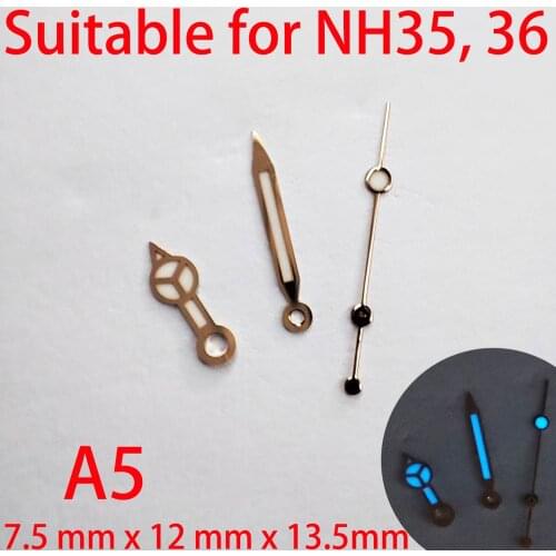 A5 suitable for NH35 watch pointer, watch accessory hand green/blue super luminous watch custom accessory watch parts nh35,nh36