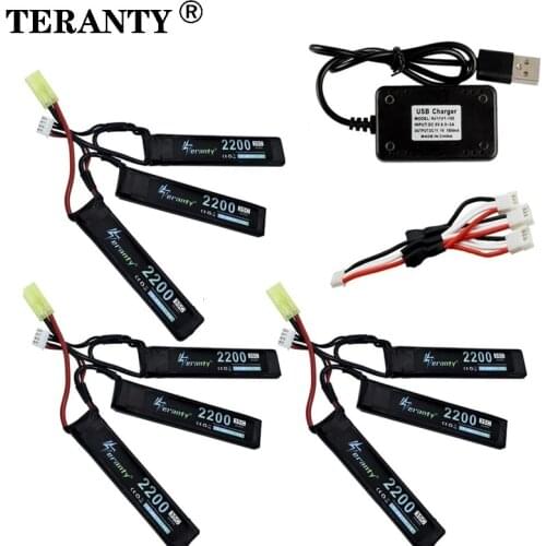 Water Gun Lipo Battery 3S 11.1V 2200mAh 35C 452096 for AKKU Mini Airsoft BB Air Pistol Electric Toys RC Parts With USB Charger