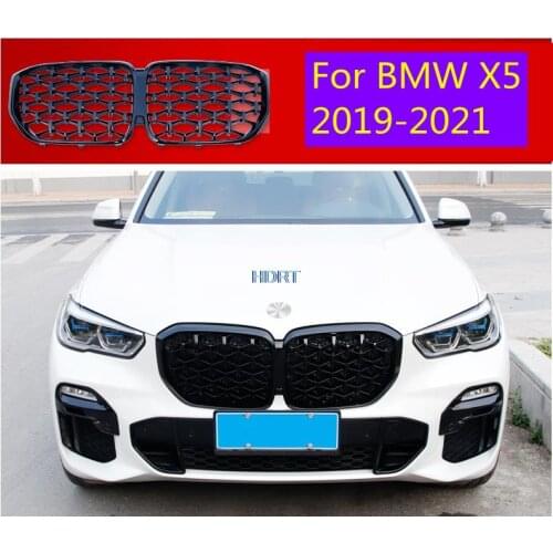 Auto Car Accessories Carbon Fiber Front Grille Middle Net Grills Assembly Frame Cover Decoration Parts For BMW X5 2019-2021